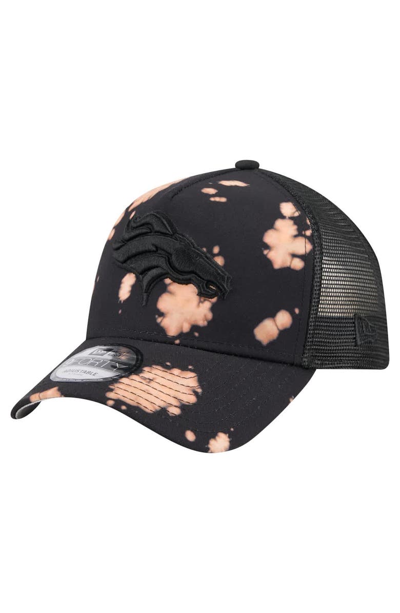 New Era Men's New Era Black Denver Broncos Bleached 9FORTY A-Frame Adjustable Hat, Main, color, Black