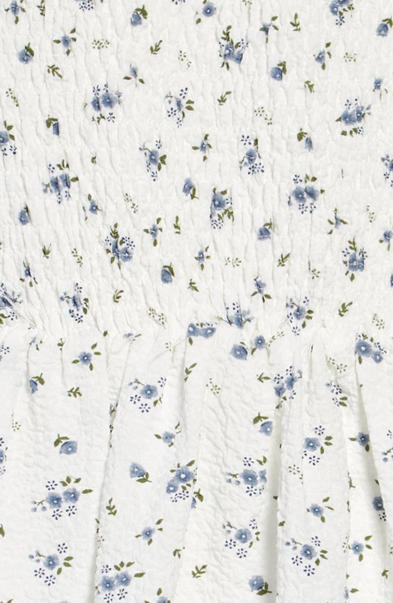 Hannah Banana Truly Me Kids' Smocked Puff Sleeve Dress, Alternate, color, Blue Multi