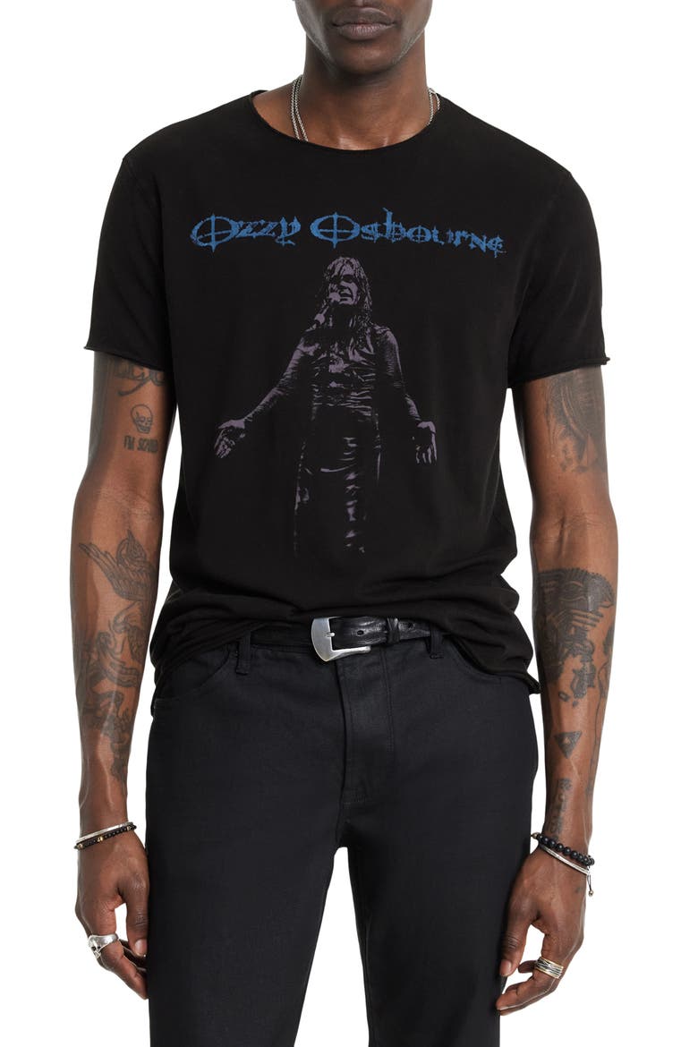 Ozzy Raw Edge Graphic T-Shirt, Main, color, BLACK