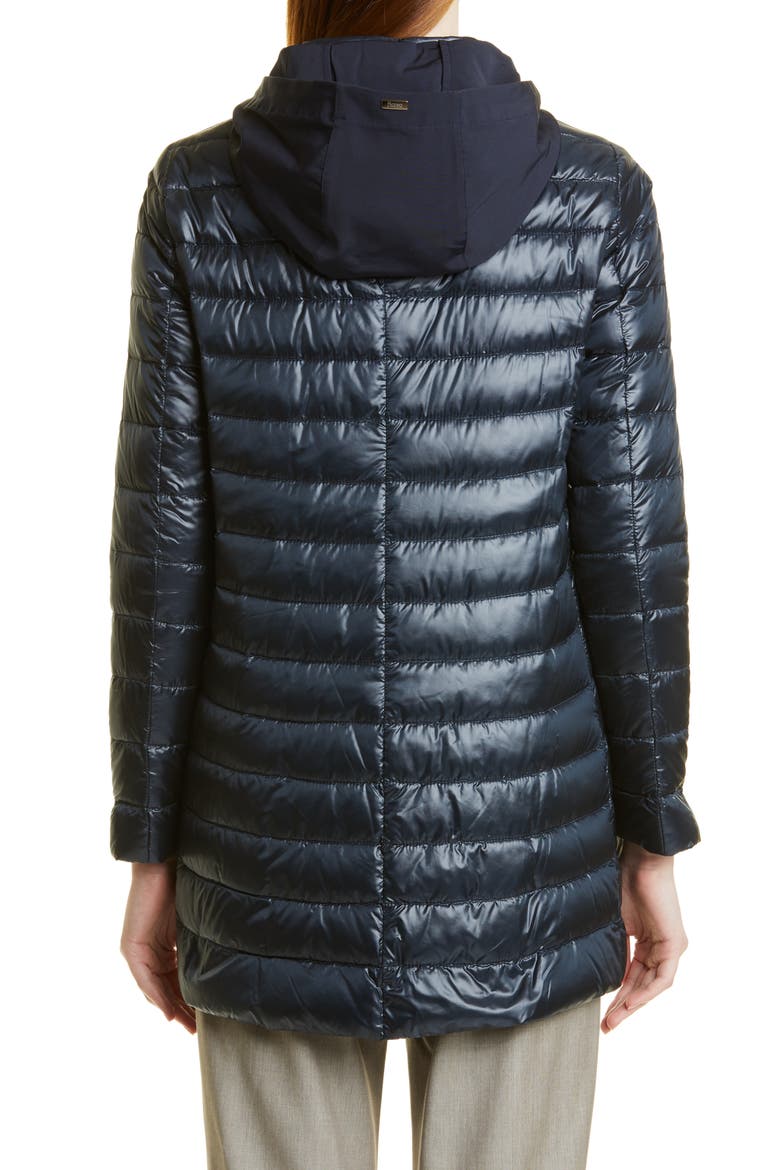 High/Low Down Puffer Coat, Alternate, color, NAVY