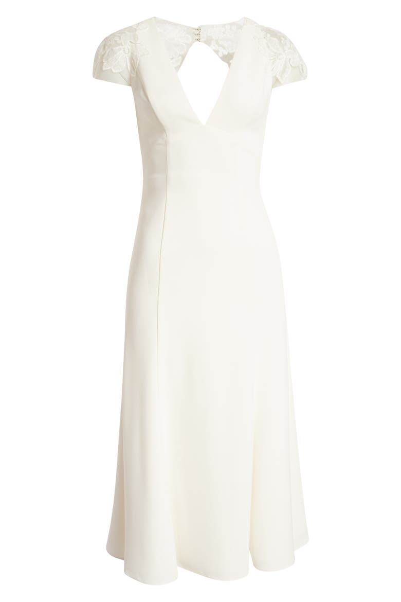 Lace Back Tea Length Dress, Alternate, color, SILK WHITE