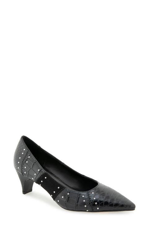 Mandy Croc Embossed Faux Leather Pump