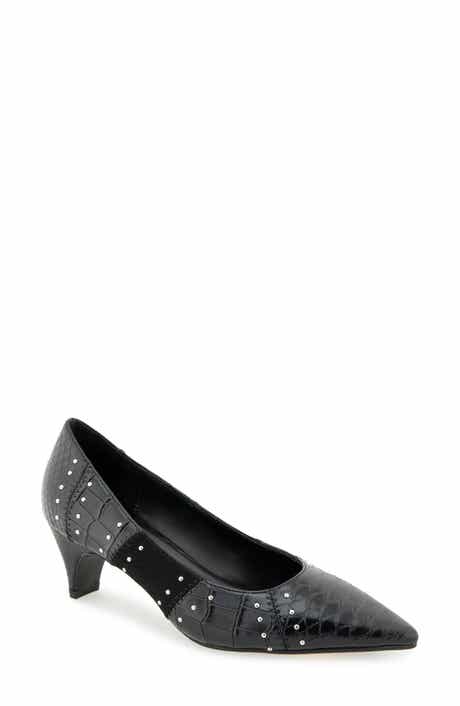 Mandy Croc Embossed Faux Leather Pump