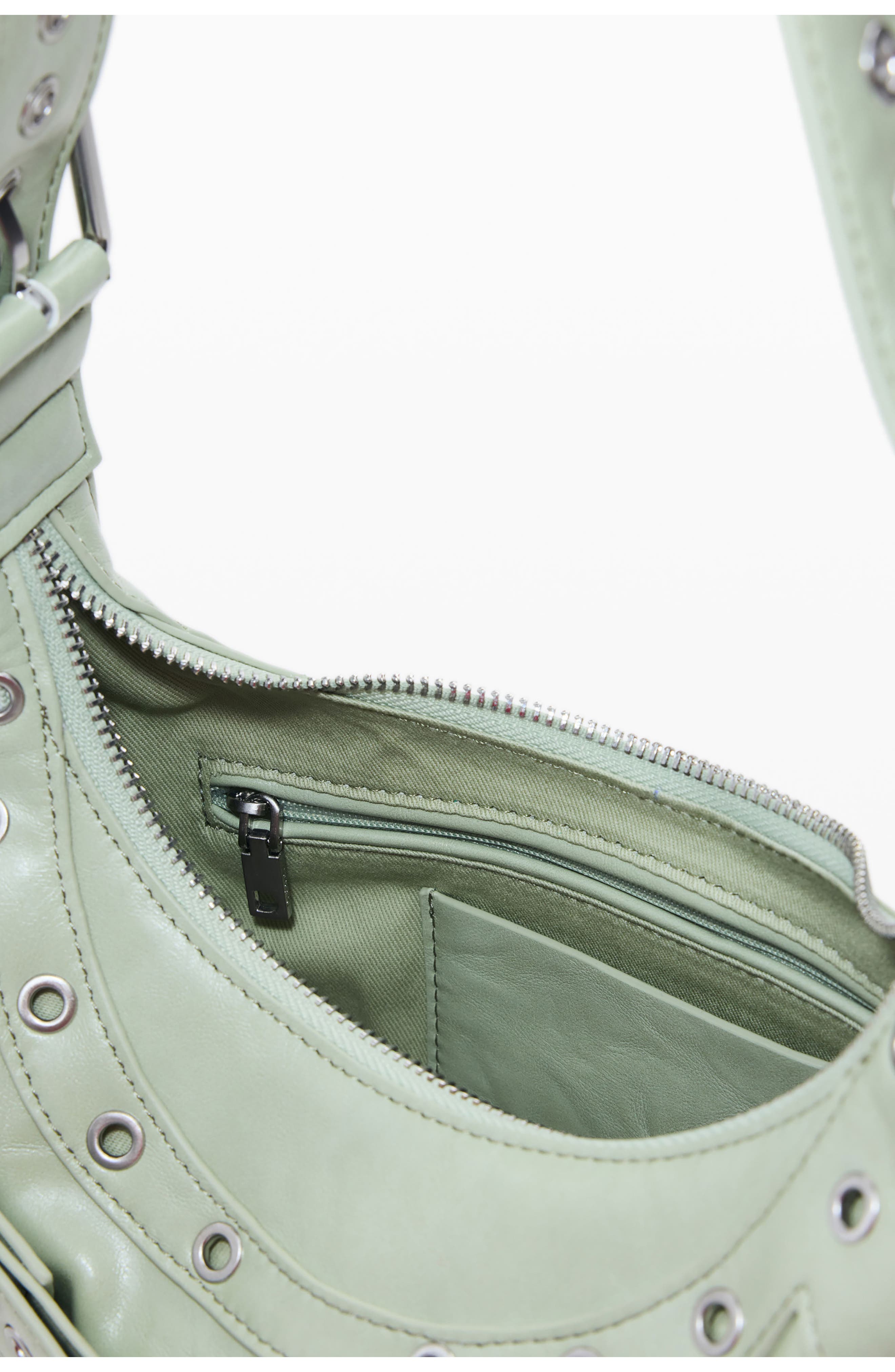 Desigual Grommet Trim Faux Leather Shoulder Bag, Alternate, color, Green