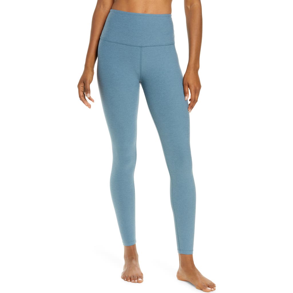 Beyond Yoga Caught in the Midi High Waist Leggings in Teal Sea Heather at Nordstrom, Size Medium