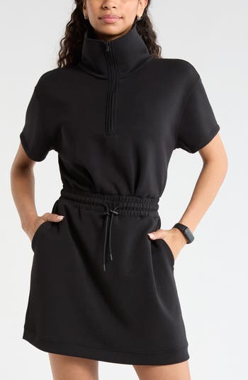 Zella Soft Luxe Knit Quarter Zip Dress | Nordstrom