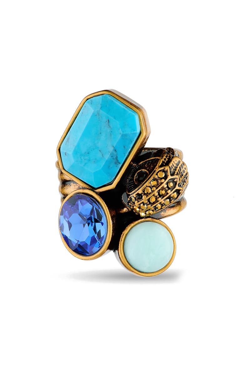 Multicolor Turquoise & Crystal Cocktail Ring, Alternate, color, BLUE