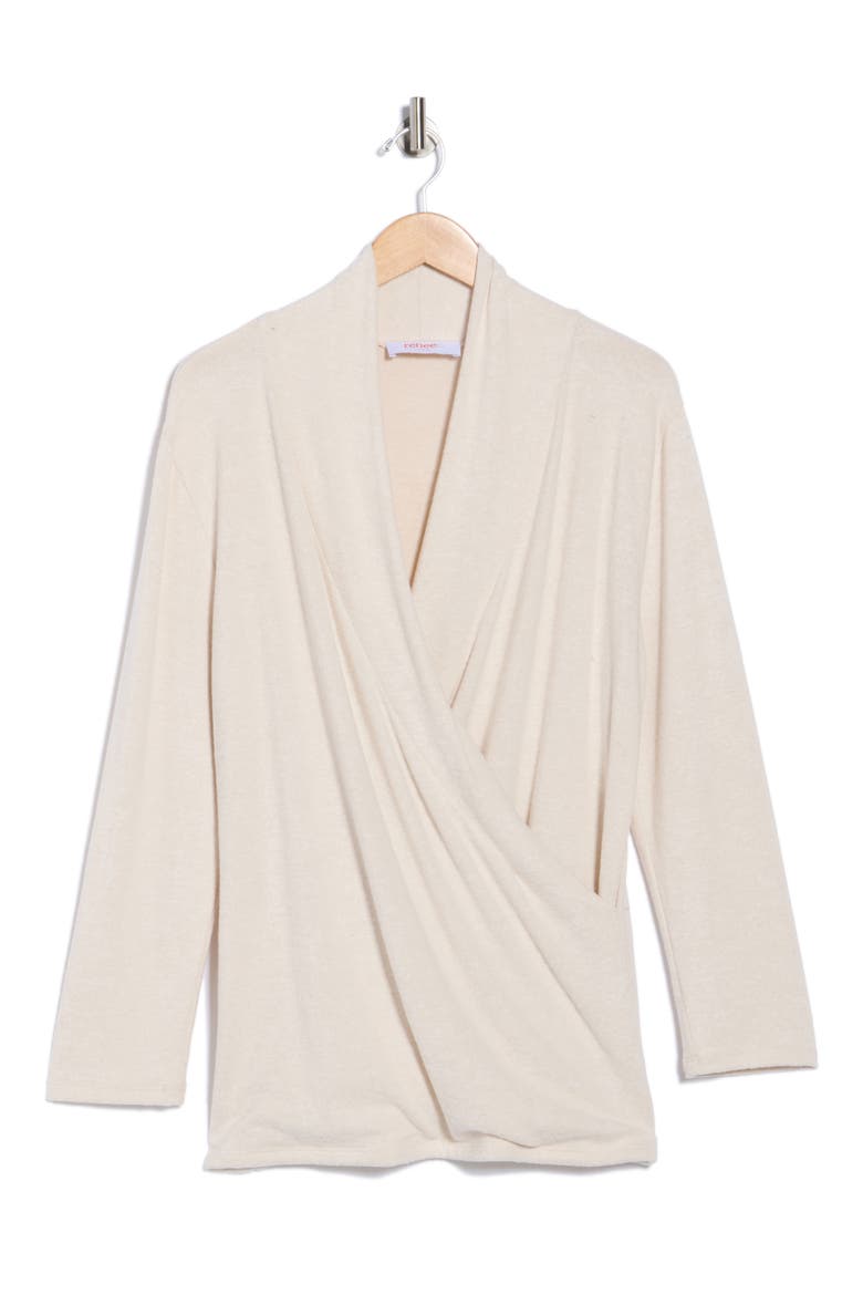 Surplice V-Neck Long Sleeve Brushed Knit Top, Alternate, color, OATMEAL