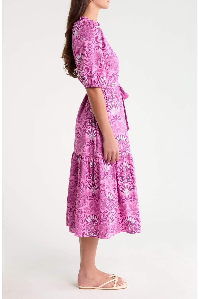 Wynette Belted Tiered Midi Dress, Alternate, color, PURPLE-PINK