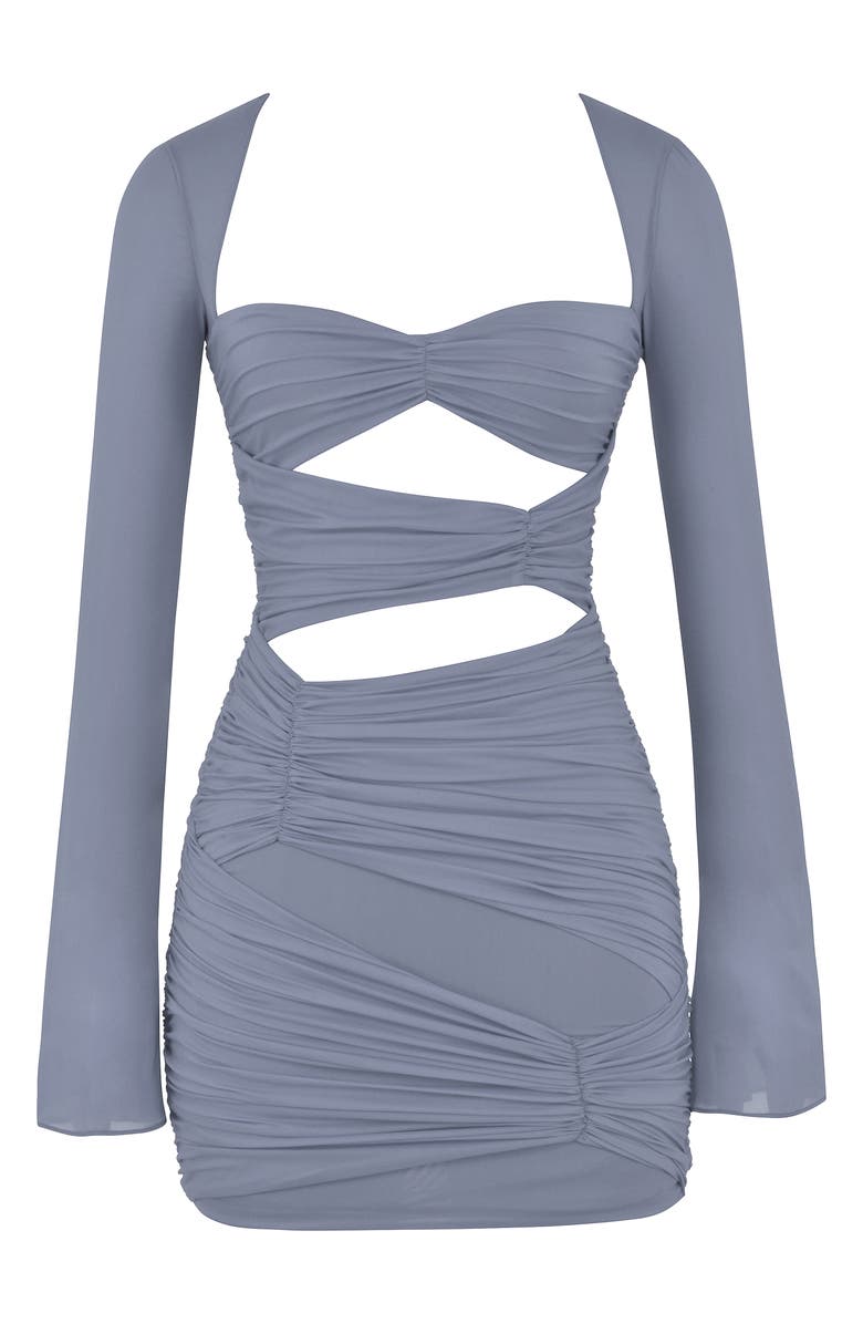 HOUSE OF CB Camille Long Sleeve Silk Blend Cutout Minidress, Alternate, color, Dove Grey