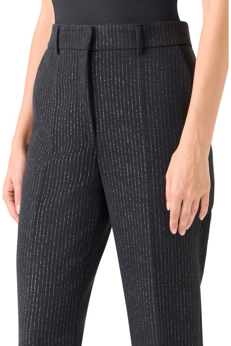 Metallic Pinstripe Slim Ankle Pants, Alternate, color, BLACK-BRUSHED STEEL