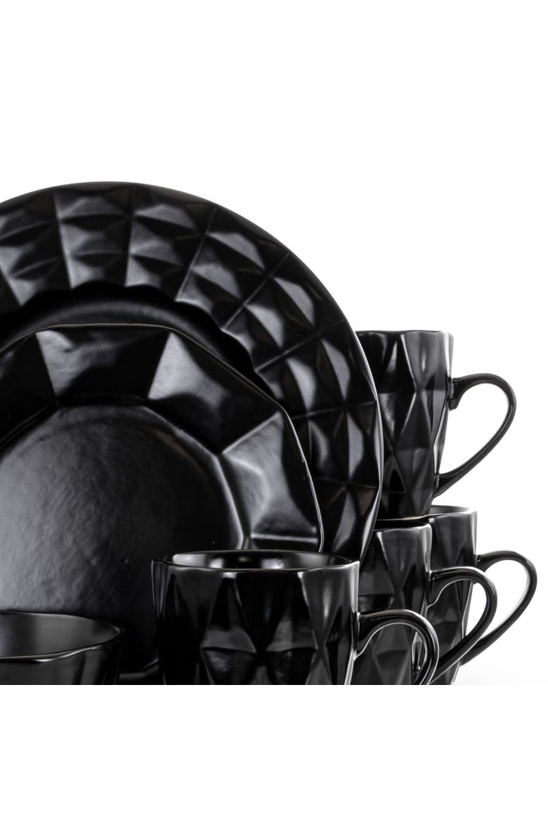 Retro Chic 16-Piece Glazed Dinnerware Set, Alternate, color, Black