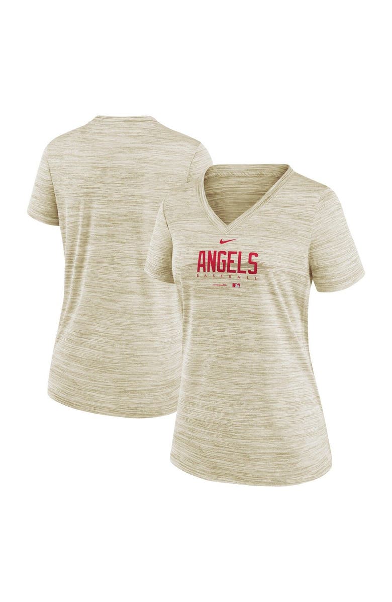 Nike Women's Nike Cream Los Angeles Angels City Connect Velocity Practice Performance V-Neck T-Shirt, Main, color, Cream