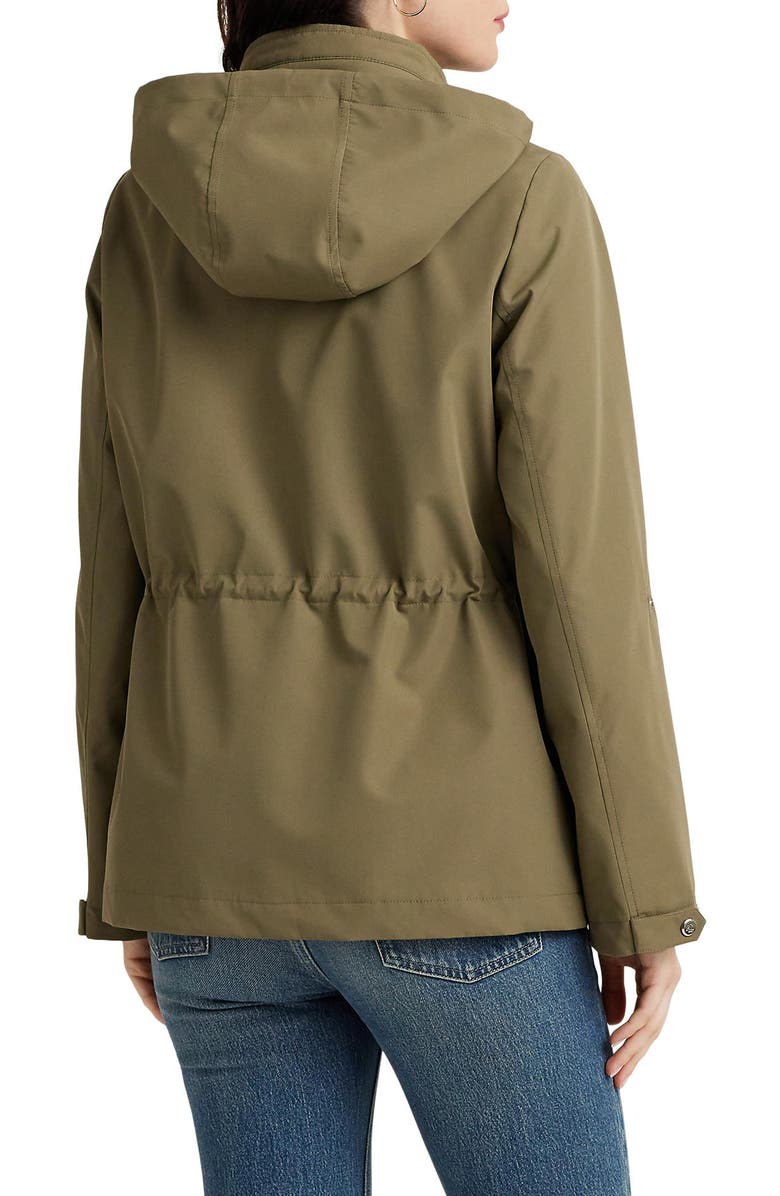 Lauren Ralph Lauren Cinch Waist Water Resistant Hooded Windbreaker Jacket, Alternate, color, 