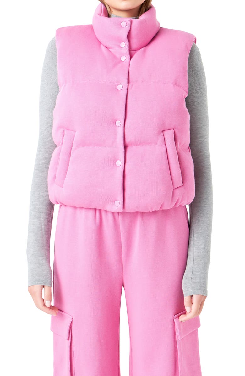 Grey Lab Knit Puffer Vest, Main, color, Pink