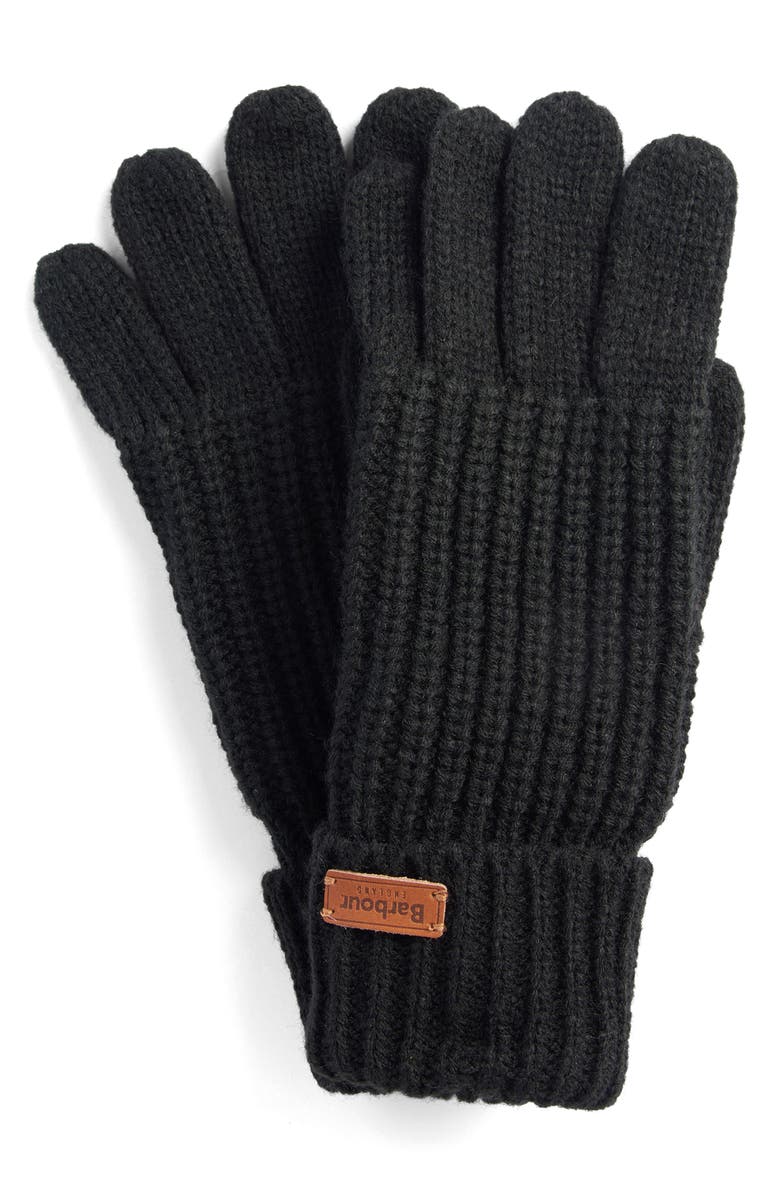 Barbour Saltburn Chunky Knit Gloves, Main, color, Black