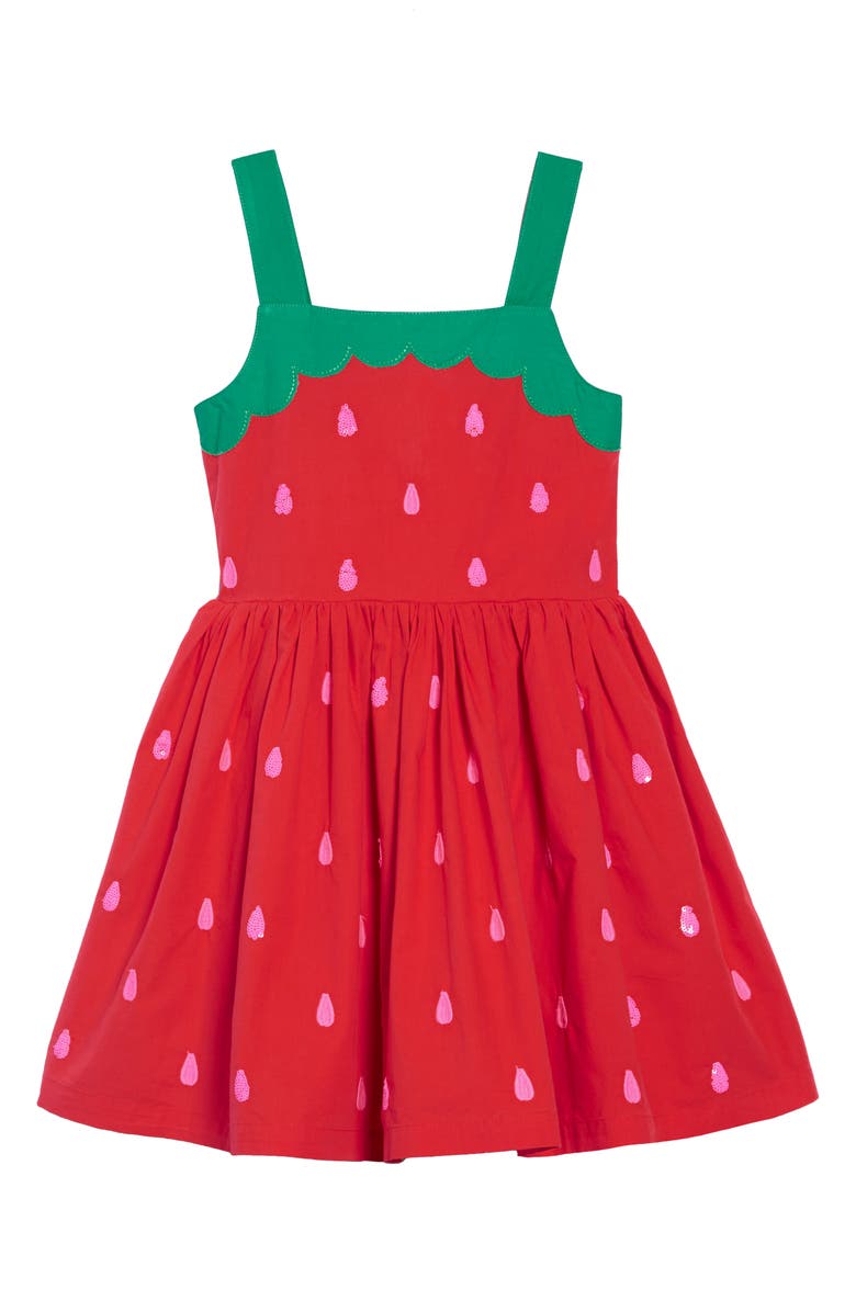 Mini Boden Fun Appliqué Woven Dress, Main, color, 