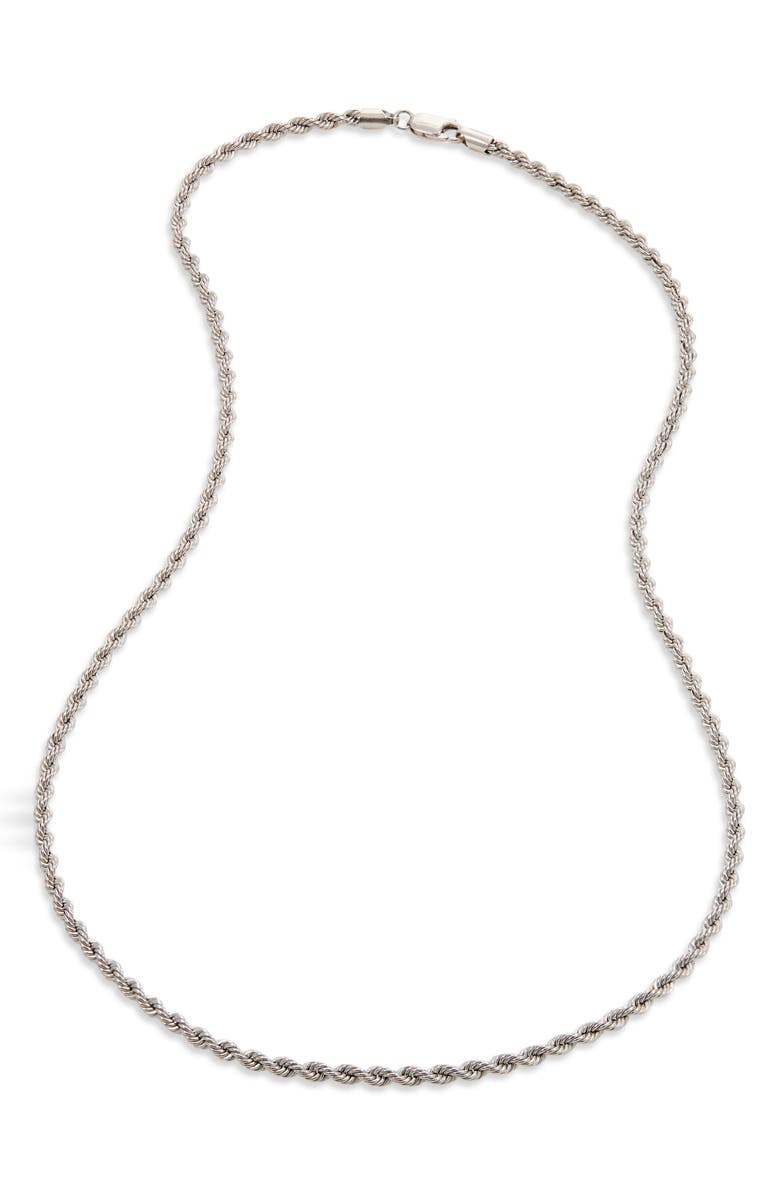 SAVVY CIE JEWELS Sterling Silver Rope Chain Necklace, Main, color, White