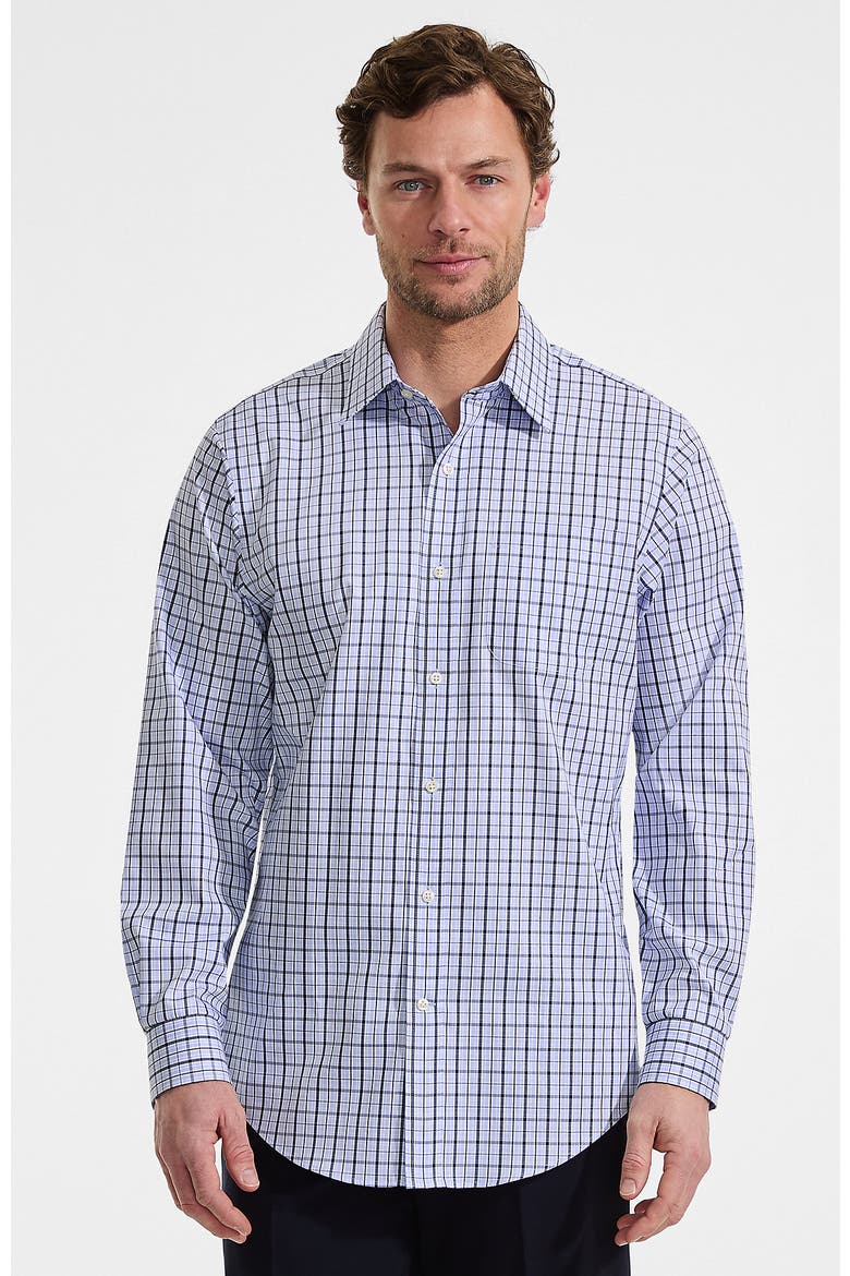 No Iron Supima Cotton Pinpoint Straight Collar Dress Shirt, Main, color, Deep Sea Navy Breeze Plaid