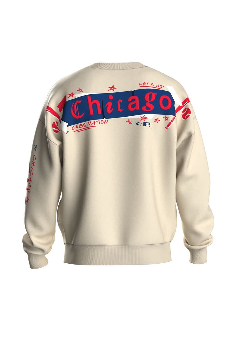 Women's Fanatics  Beige Chicago Cubs Graffiti Fleece Sweatshirt, Alternate, color, Beige