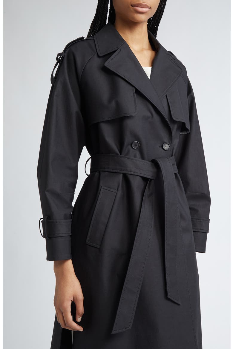 Rory Belted Compact Cotton Trench Coat, Alternate, color, BLACK