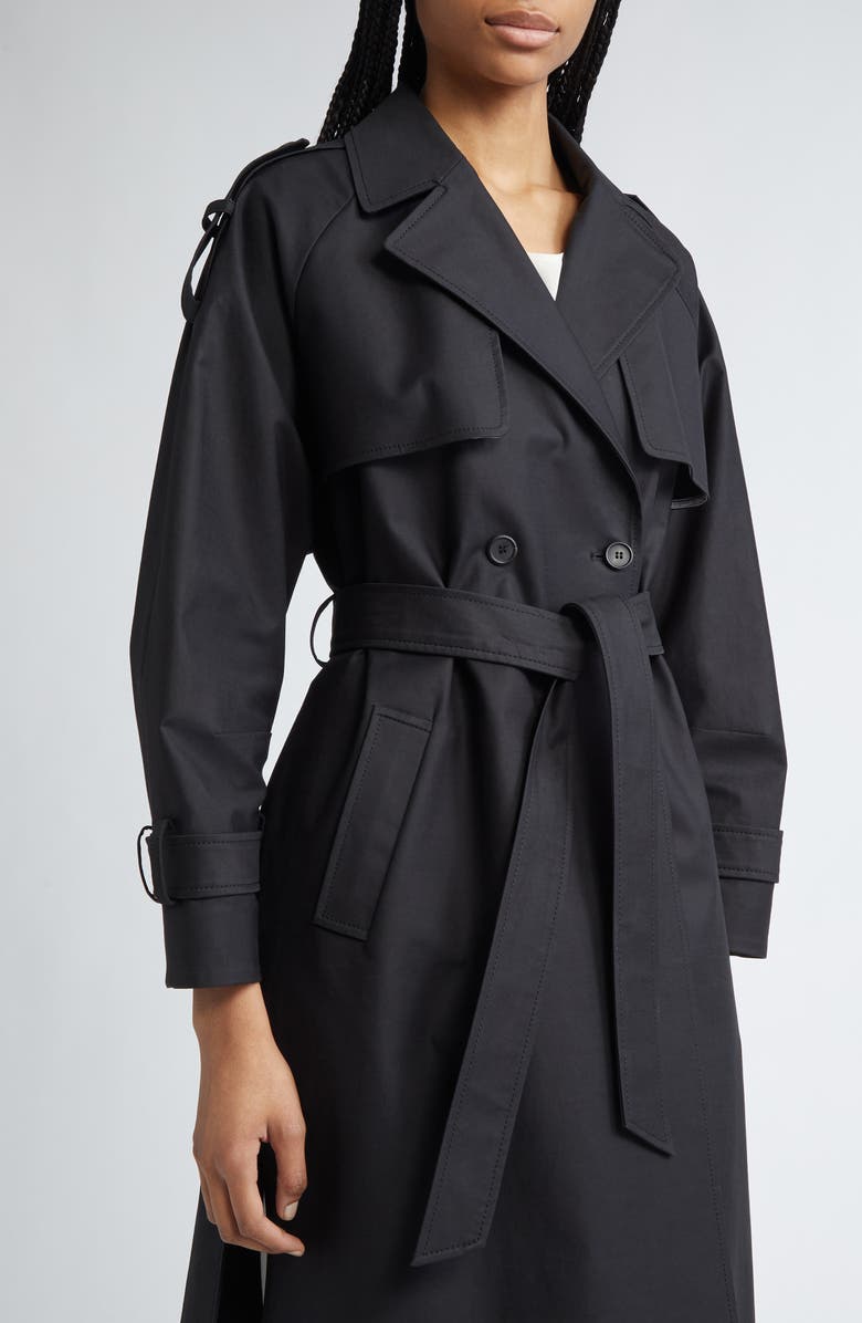 PARTOW Rory Belted Compact Cotton Trench Coat, Alternate, color, Black