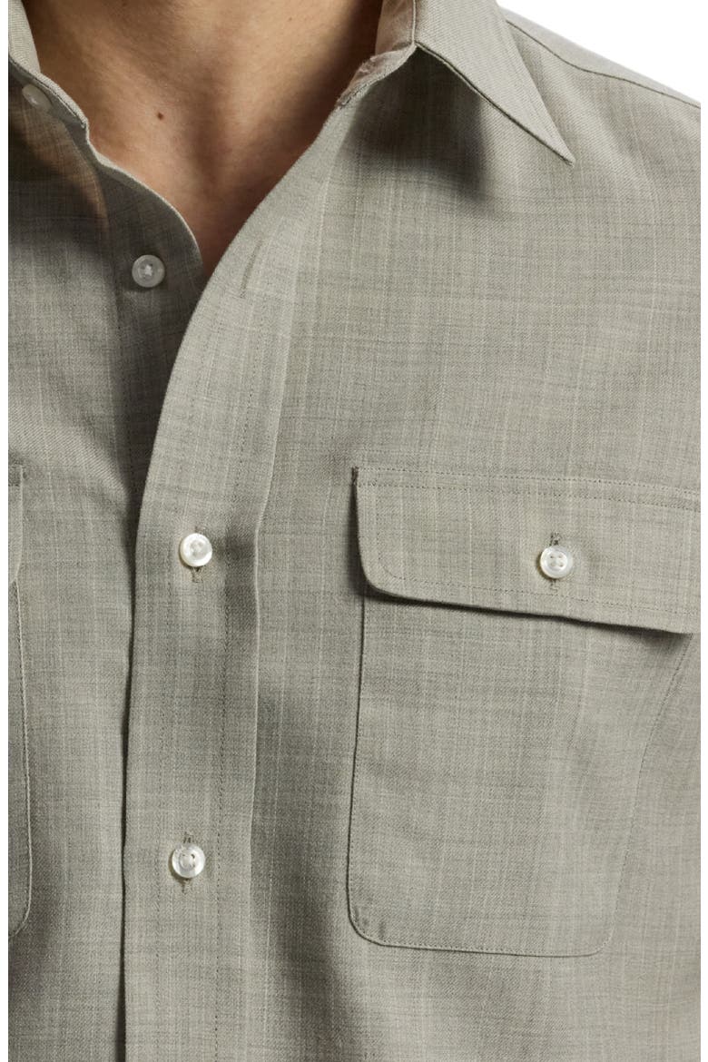 Wool Twill Button-Up Shirt, Alternate, color, GREY