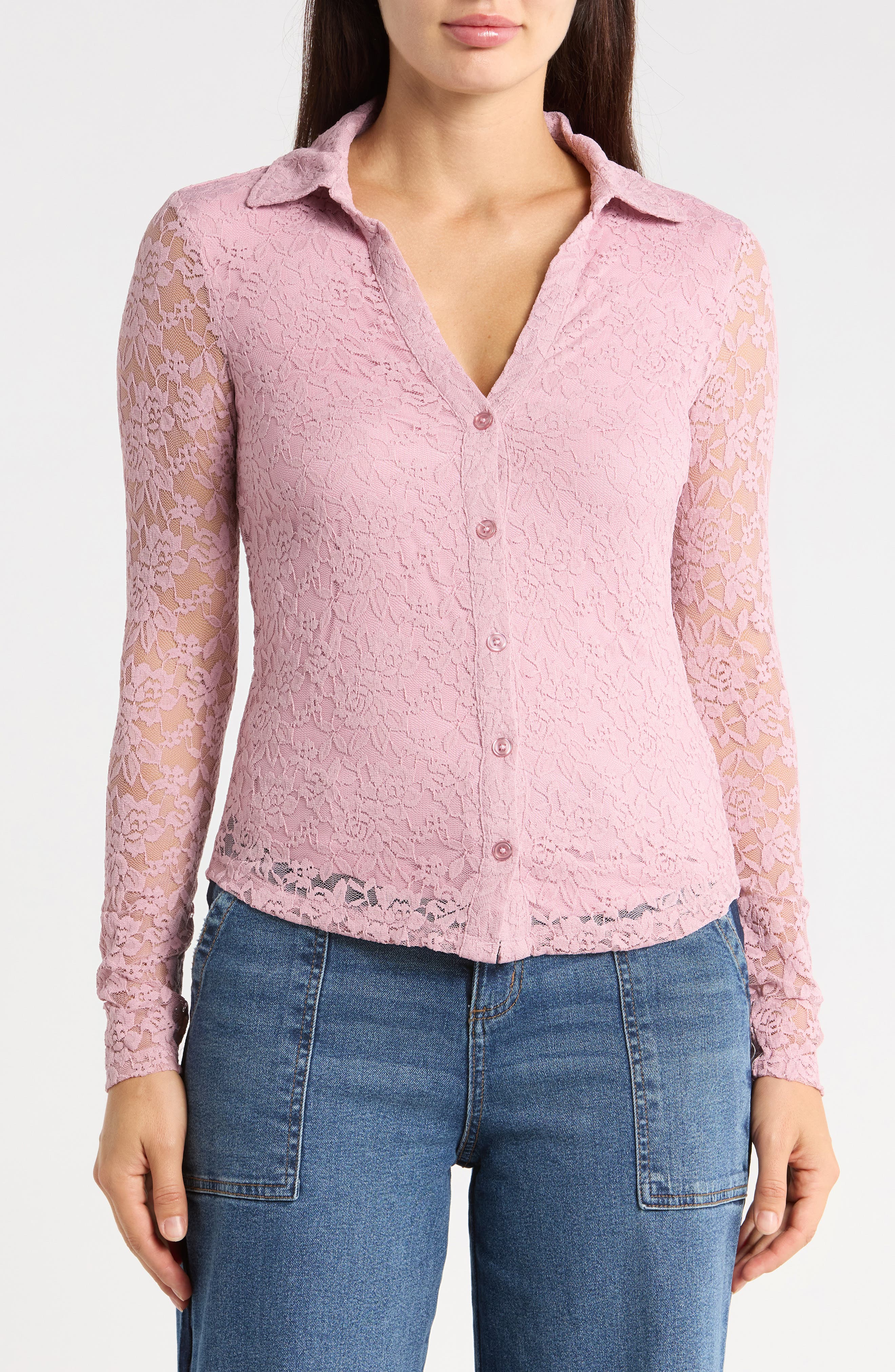 Floral Lace Button-Up Shirt