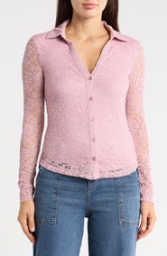 Sanctuary Floral Lace Button-Up Shirt