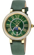 GV2 Genoa Diamond Embellished Leather Strap Watch, 37mm