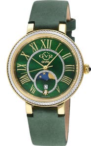 GV2 Genoa Diamond Embellished Leather Strap Watch, 37mm