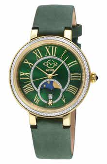 GV2 Genoa Diamond Embellished Leather Strap Watch, 37mm