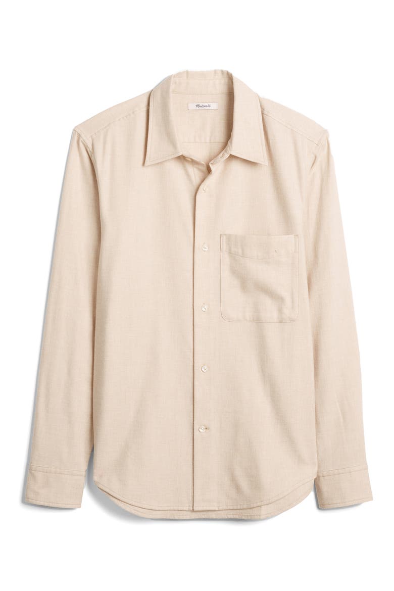 Lightweight Flannel Button Up Shirt, Alternate, color, HEATHER OATMEAL