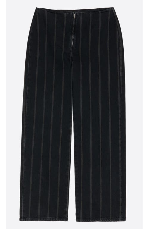 Bimba Y Lola Striped Denim Ankle-length Jeans In Black