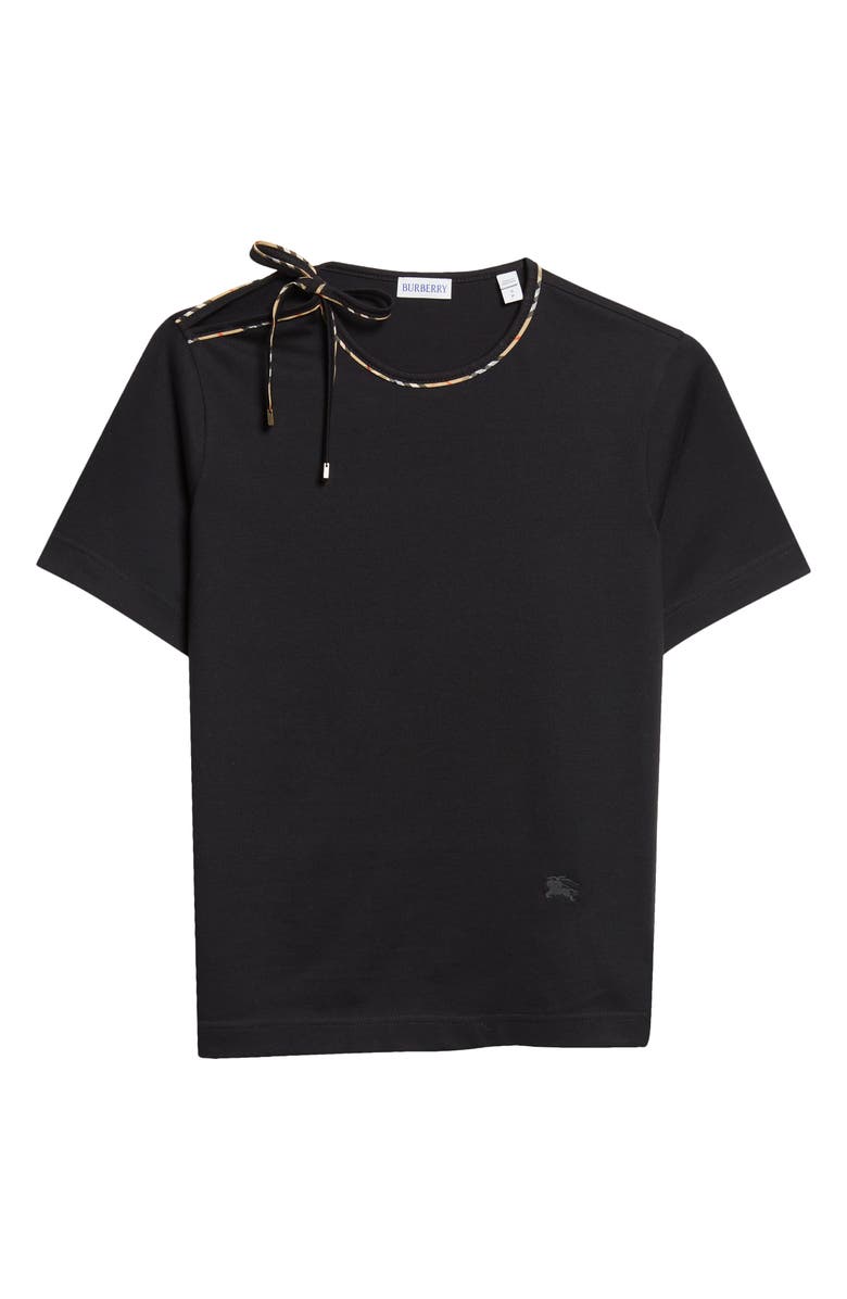 Burberry Frankie Check Bow Neck T-Shirt, Main, color, Black