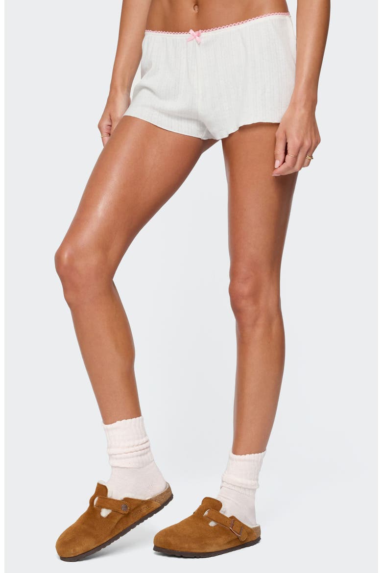 Linny Pointelle Low Rise Microshorts, Alternate, color, WHITE