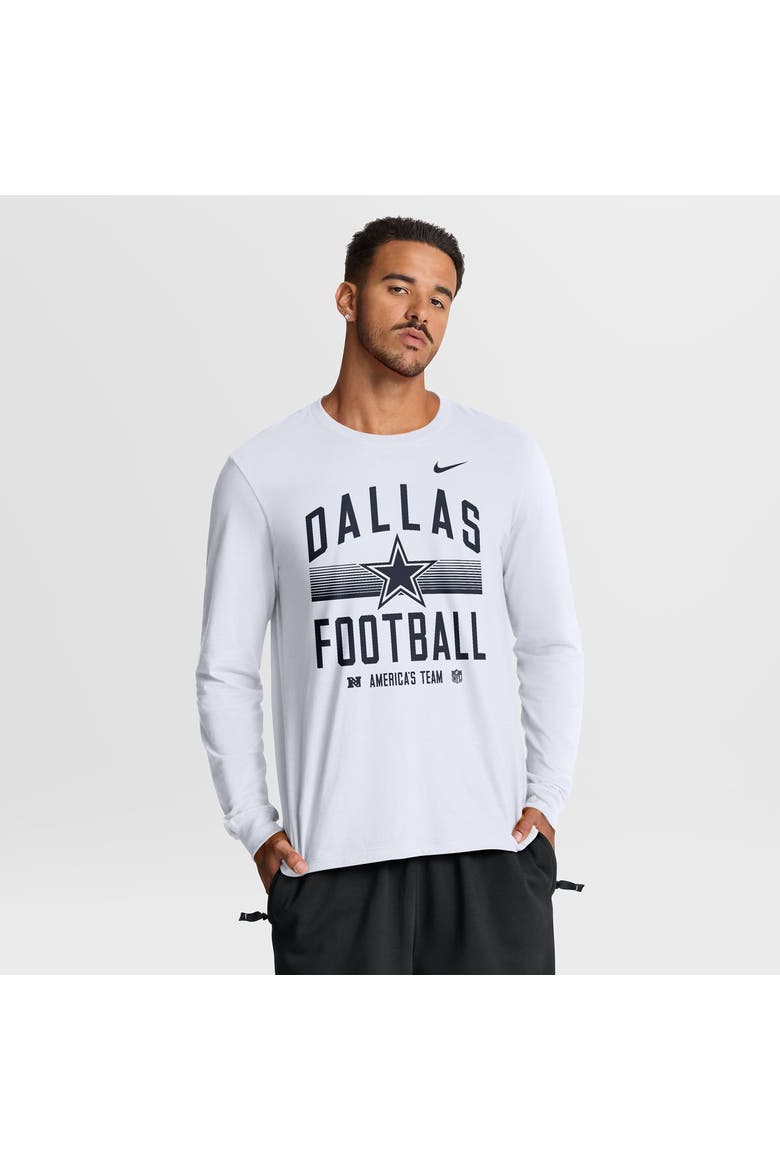Men's Nike White Dallas Cowboys Always Prepared Essential Cotton Long Sleeve T-Shirt, Main, color, White