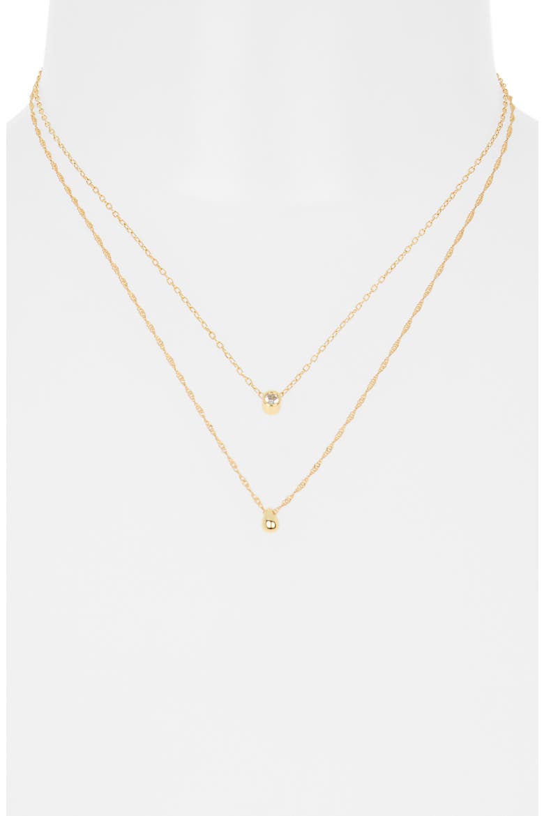 Cubic Zirconia & Bead Pendant Layered Necklace, Alternate, color, CLEAR- GOLD