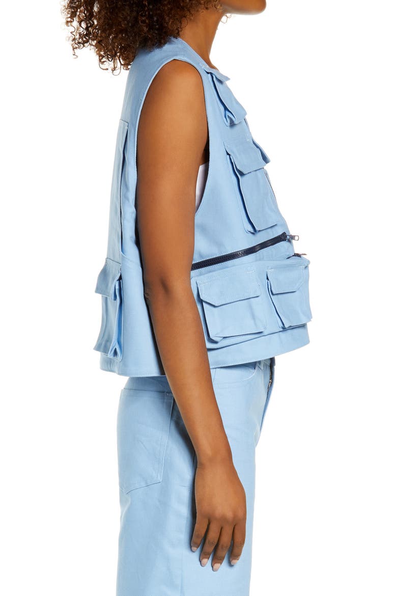Oversize Canvas Utility Vest, Alternate, color, SKY