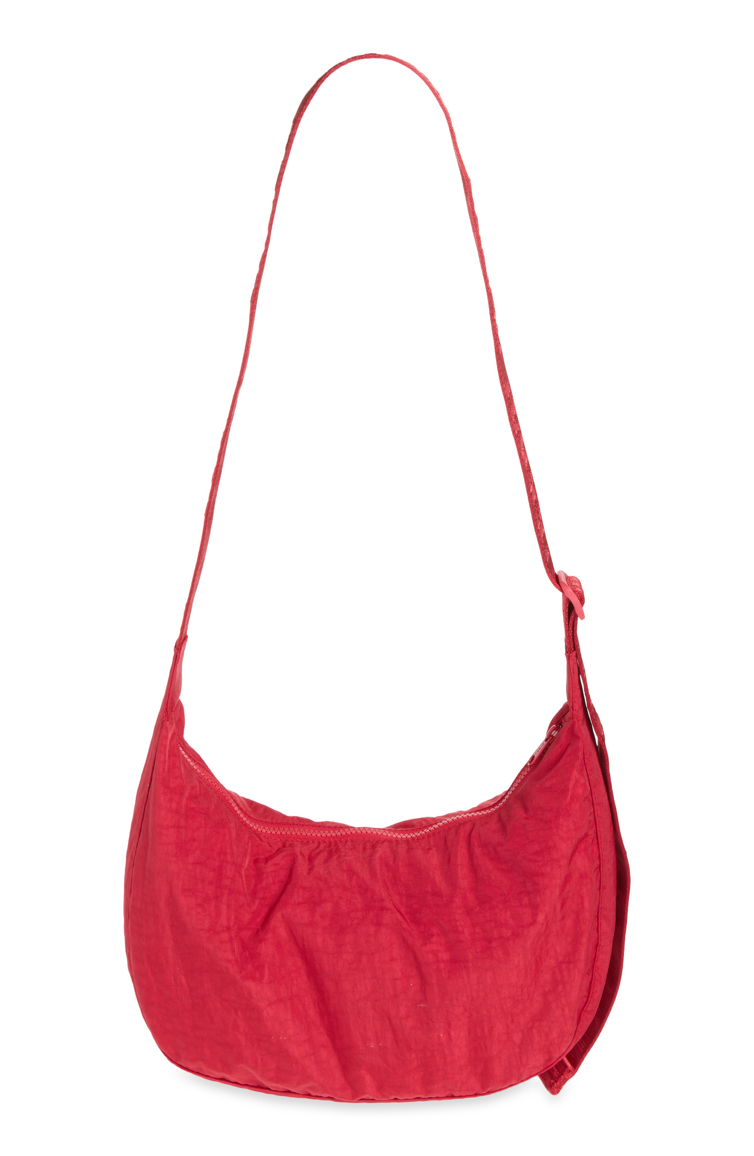 Medium Recycled Nylon Crescent Crossbody Bag, Alternate, color, CHERRY