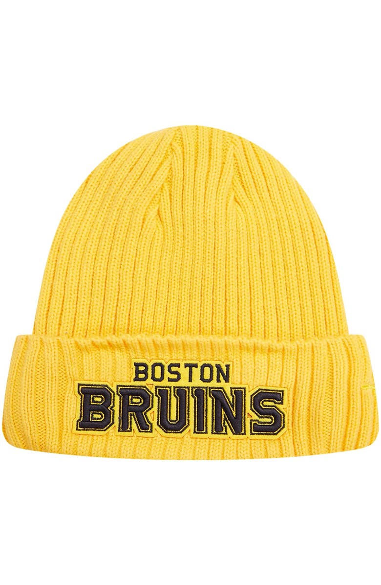 PRO STANDARD Men's Pro Standard Gold Boston Bruins Classic Core Cuffed Knit Hat, Alternate, color, 