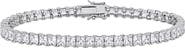 DELMAR Men's Sterling Silver Lab Created Sapphire Bracelet