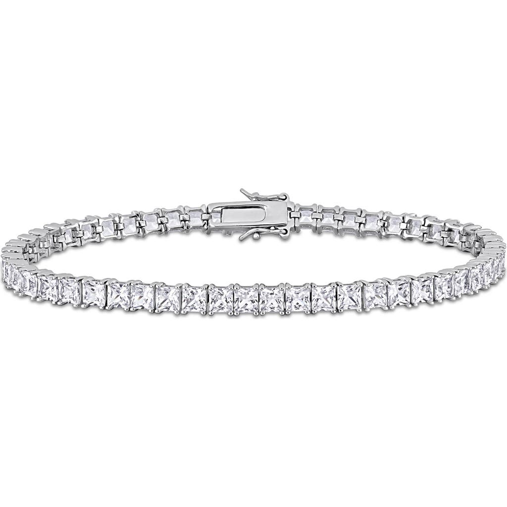 Delmar Sterling Silver Lab Created Sapphire Bracelet In White