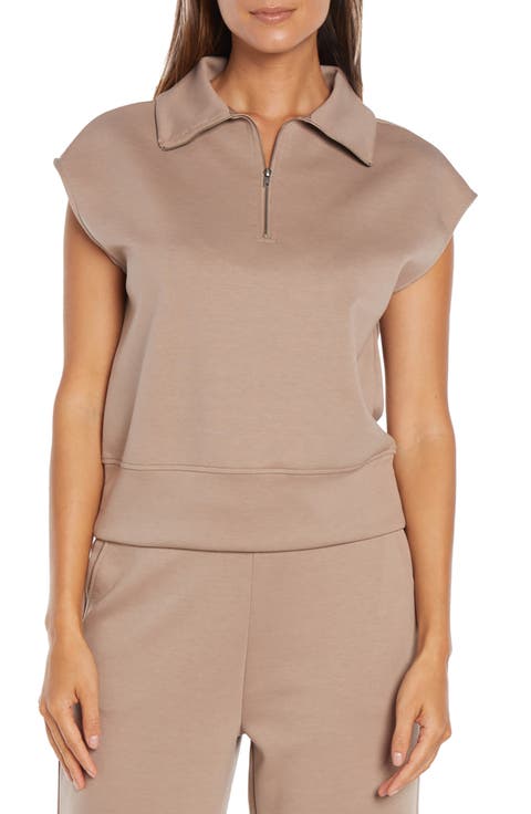 Aria Cap Sleeve Quarter Zip Top