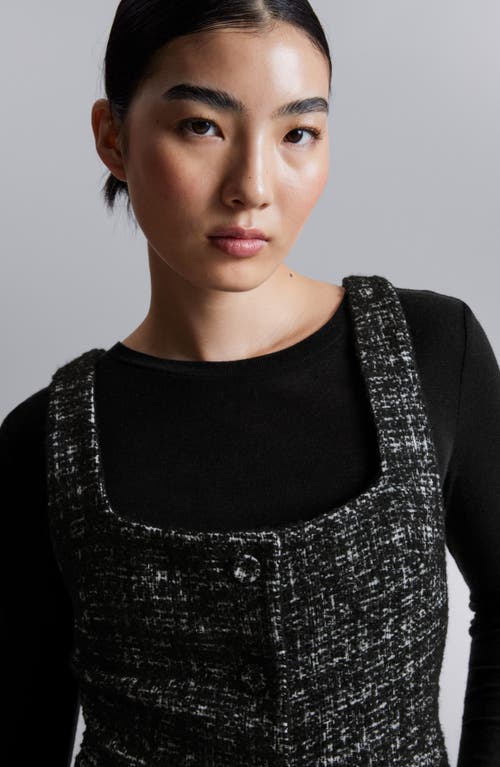 & Other Stories Sleeveless Tweed Dress In Black Dark