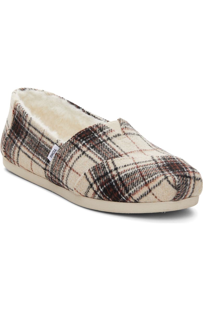 TOMS Alpargata Plaid Faux Fur Lined Slip-On, Main, color,