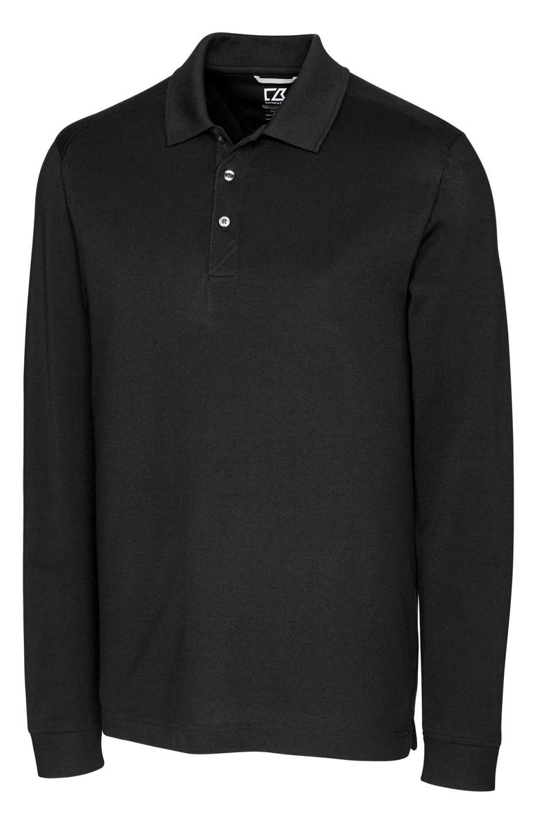 Cutter & Buck Advantage Tri-Blend Long Sleeve Polo, Main, color, Black