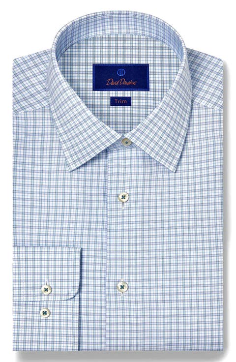 Trim Fit Twill Check Dress Shirt