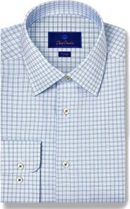 David Donahue Trim Fit Twill Check Dress Shirt