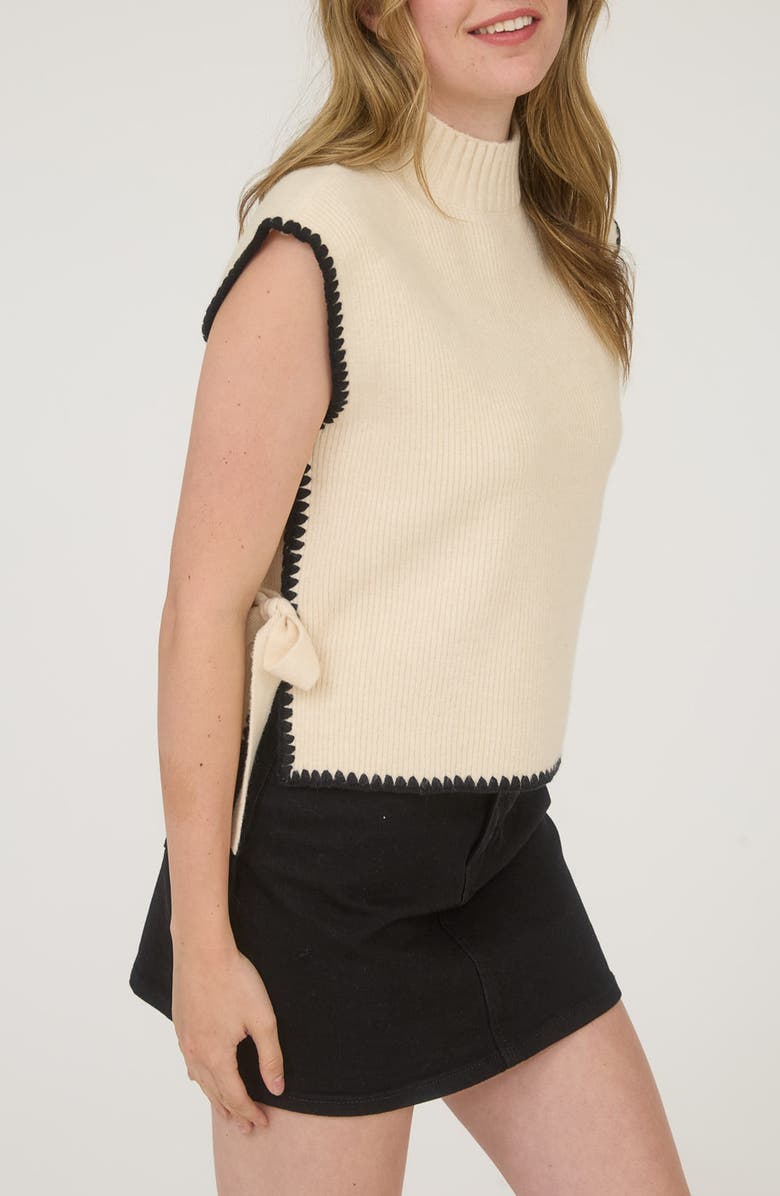 Blu Pepper Side Bow Cap Sleeve Sweater, Alternate, color, Oatmeal